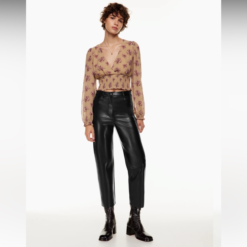 Aritzia Wilfred Melina black faux leather pants